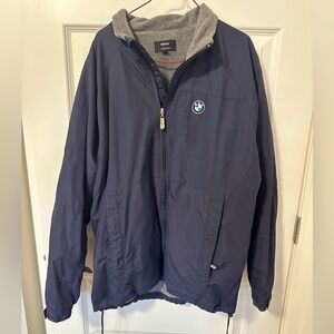 BMW Men’s Fleece Lined Zip Up Jacket Navy Gray Size Large